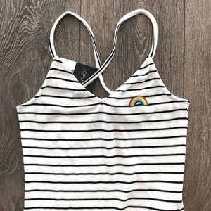 NWT topshop striped embroidered rainbow bodysuit